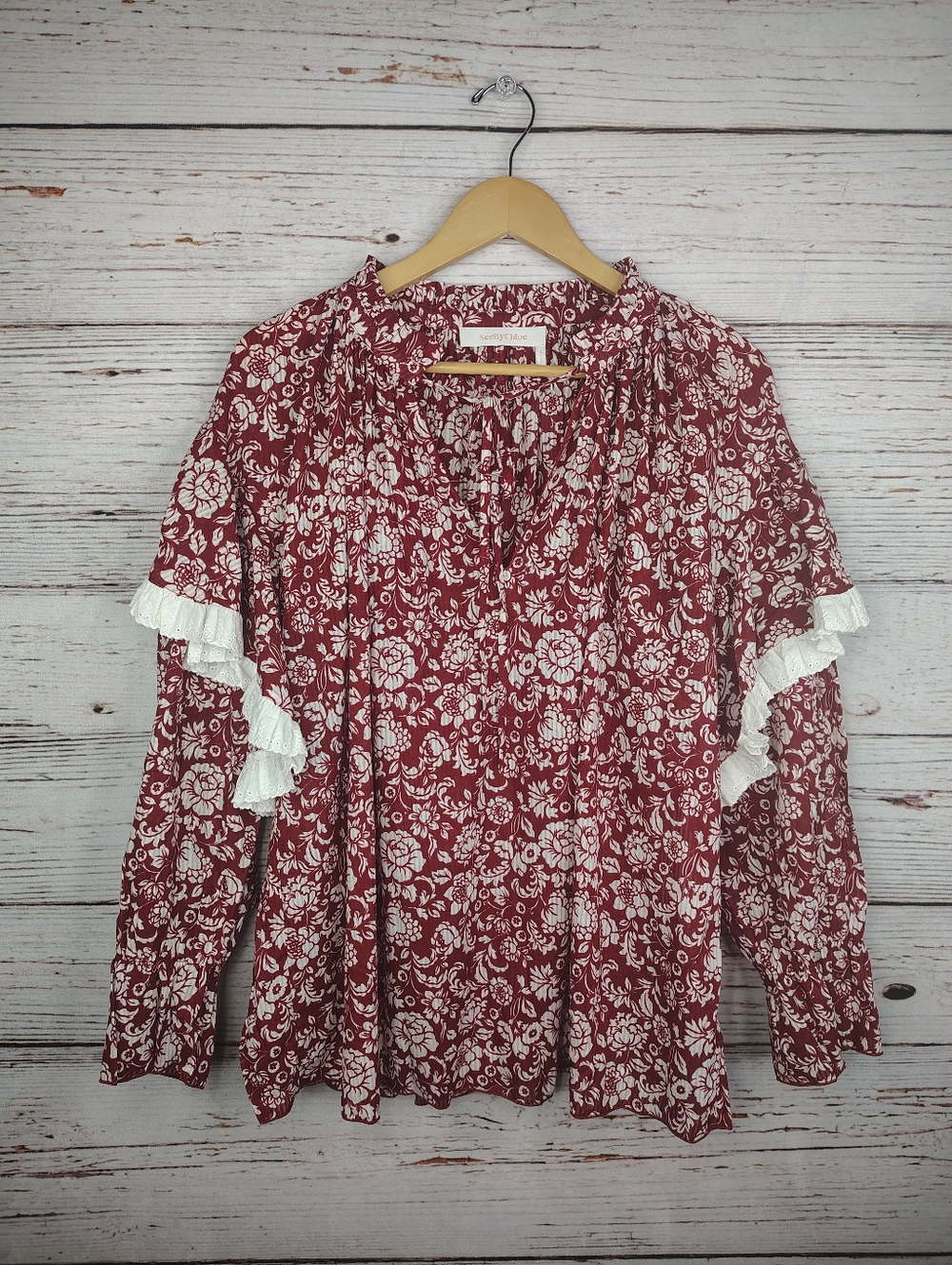 See By Chloe Cotton Voile Peonies Blouse - Picture 12 of 13